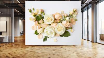 Roses on white background Wall mural