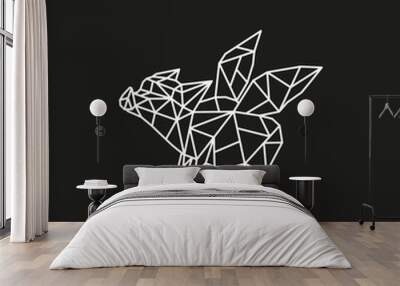 geometric flying pig logo Wall mural