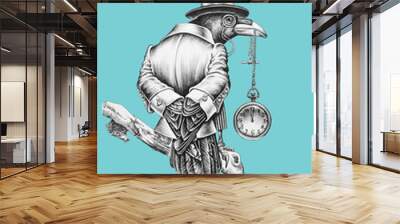  Raven dressed in a suit and hat cylinder. Wall mural