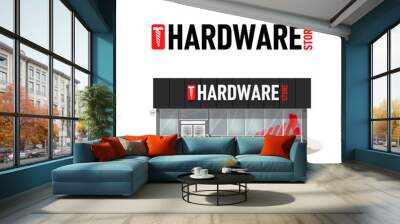 Vector illustration of hardware store building. Hardware logo. Commercial Business Building Wall mural