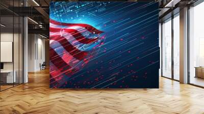 Abstract technological USA flag, template background Wall mural