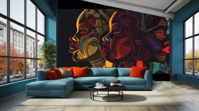 Black history month. Celebration of diversity and African culture. Wall mural