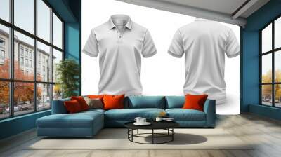 Blank gray male polo t-shirt, template for your design mockup. Front and back view. Wall mural