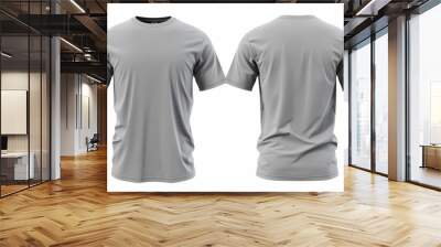 Blank gray male t-shirt, template for your design mockup. Front and back view. Wall mural