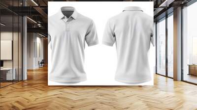 Blank white male polo t-shirt, template for your design mockup. Front and back view. Wall mural