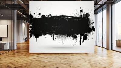 Grunge black banner. Template for your modern designs. Brushed grungy painted lines. Wall mural