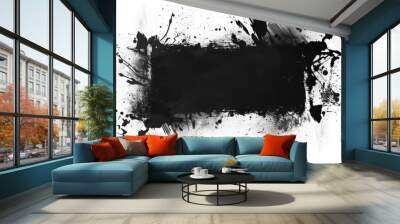 Grunge black banner. Template for your modern designs. Brushed grungy painted lines. Wall mural