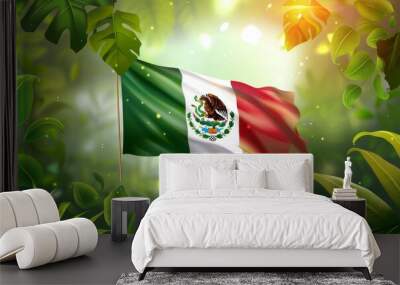 Mexico flag on nature background Wall mural