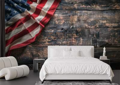 USA flag on rustic background with copyspace Wall mural