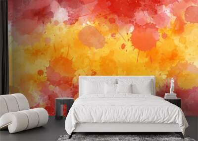 Watercolor splashes background in Spain flag colors. Template background for Spain national holidays. Wall mural