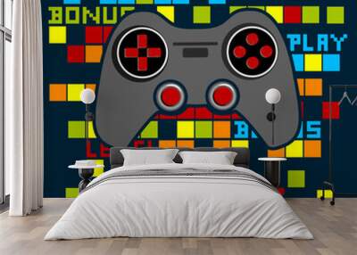 Illustration print for t-shirt with game joystick. Vector illustration for boy Wall mural