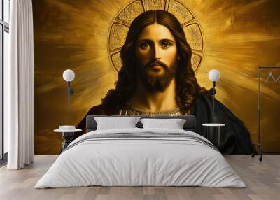 Jesus Christ portrait illustration ancient Wall mural