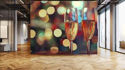 New year celebration with champagne glass Wall mural