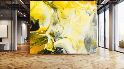 Black and yellow marble abstract hand painted background Wall mural