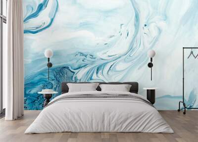 Blue creative painting, abstract hand painted background, marble texture Wall mural