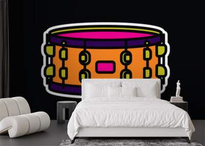 Original vector illustration. A contour snare drum icon. A design element. Wall mural