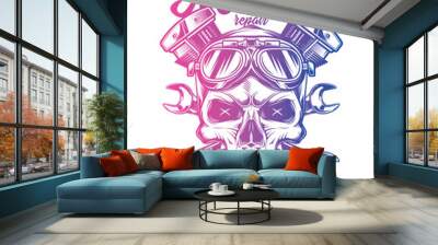 Vintage custom motorcycle poster. Original vector illustration in vintage style isolated on white background. T-shirt design. Wall mural