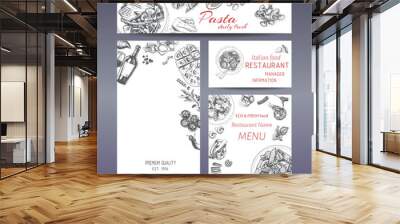 Corporate style - italian food. Vector background sketch - pasta. Wall mural