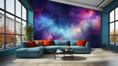 Cosmic background with nebulas, galaxies, stars and clouds. Ai generative Wall mural