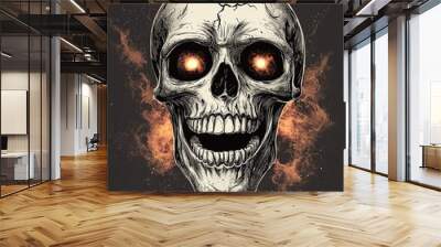 Human Skull. Scary, Evil Look. Illustrated grunge poster desig. Generative Ai Wall mural