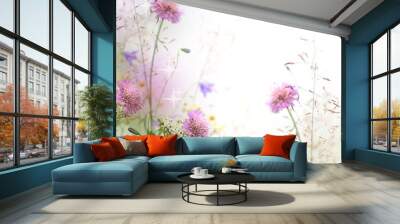 Beautiful pastel floral border - blurred background Wall mural