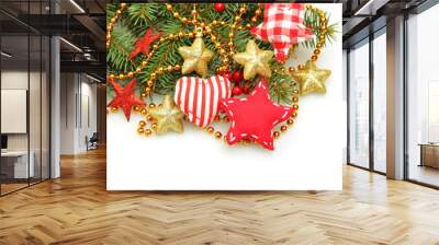 christmas handmade design decorations, christmas on white backgr Wall mural