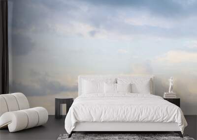 Nature background. Beautiful sky with white tender cloud. Pastel color clouudy skyline Wall mural