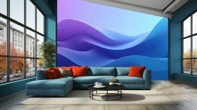 Abstract wave gradient with purple blue and teal dynamic shapes vibrant and modern Wall mural