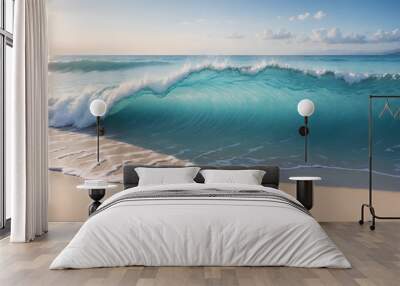 beautiful sandy beach and soft blue ocean wave Wall mural