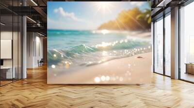 Nature of tropical summer beach with rays of sunlight Wall mural