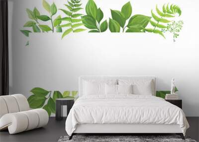 green leaves frame template. floral border with place for text. forest herbs design. vector illustra Wall mural