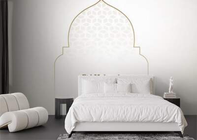 eid mubarak islamic greetings card design with golden crescent Wall mural