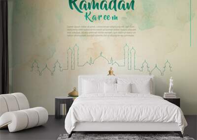 islamic greetings ramadan kareem card design with lanterns and crescent Wall mural