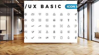 Basic User Interface Essential Set. ui/ux Line Outline Icons. For App, Web, Print. Editable Stroke. Wall mural