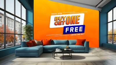 Buy one get one free sale banner special banner with text effect Wall mural