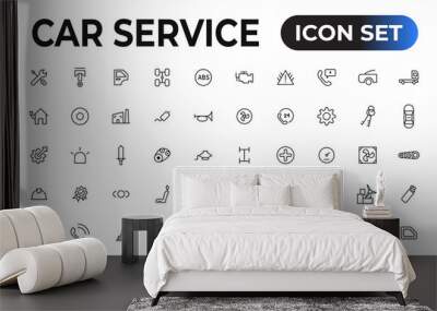 Car service icon set with editable stroke and white background. Auto service, car repair icon set. Car service and garage. Wall mural