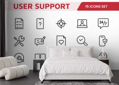 Customer Support Icon Set.  Icons for enhancing user assistance, perfect for help centers, chat interfaces, and service platforms to streamline communication and improve user experience. Wall mural