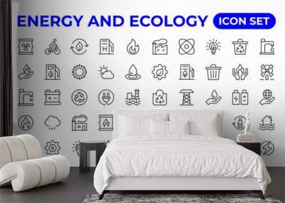 Ecology icons set. Energy icon. Eco green icons. Wall mural