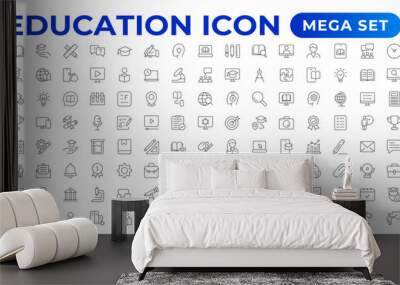 Education line icon collection. Set of vector line icons of education for modern concepts, web, and apps. Set of flat signs and symbols for web and apps. Wall mural