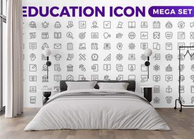 Education line icon collection. Set of vector line icons of education for modern concepts, web, and apps. Set of flat signs and symbols for web and apps. Wall mural