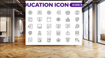 Education line icon collection. Set of vector line icons of education for modern concepts, web, and apps. Set of flat signs and symbols for web and apps. Wall mural