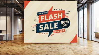 Flash sale banner design template with 3d editable text effect Wall mural