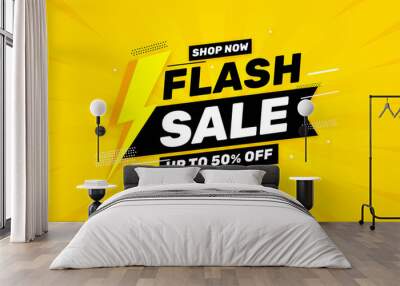 Flash sale poster, sale banner design template with 3d editable text effect Wall mural