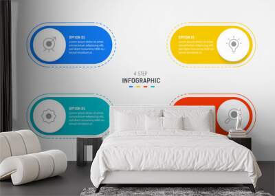 Four Step Infographic element design Vector template for presentation. process diagram and presentations step, workflow layout, banner, flow chart, info graphic vector illustration. Wall mural