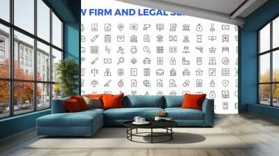 legal outline icon set such as thin line divorce, protection law, diploy, law enforcement, firm, police badge, services icons for report, presentation, diagram.Simple elegant collection , justice set. Wall mural