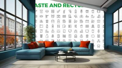 Set of Waste and Recycling line icons. Garbage, Trash, separation, and waste recycling Linear icon collection. Wall mural