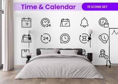 Time, clock and Calendar related line icon set. modern line icon illustration collection Wall mural