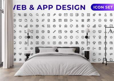 Web & App desogm icon set. ui ux line icon, user interface iconset collection. Wall mural