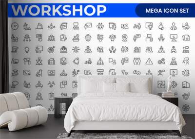 Workshop and Office related outline icon collection. Editable line icon set. Wall mural