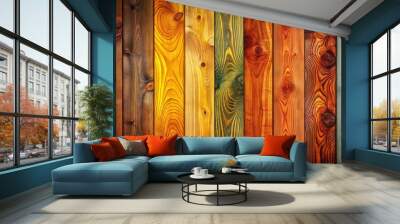 Wood texture in a rustic style with various colors and patterns for design concepts Wall mural